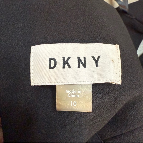 DKNY Black Sheath Midi Dress V-Neck Sleeveless with Gold Back Accents - Picture 8 of 9